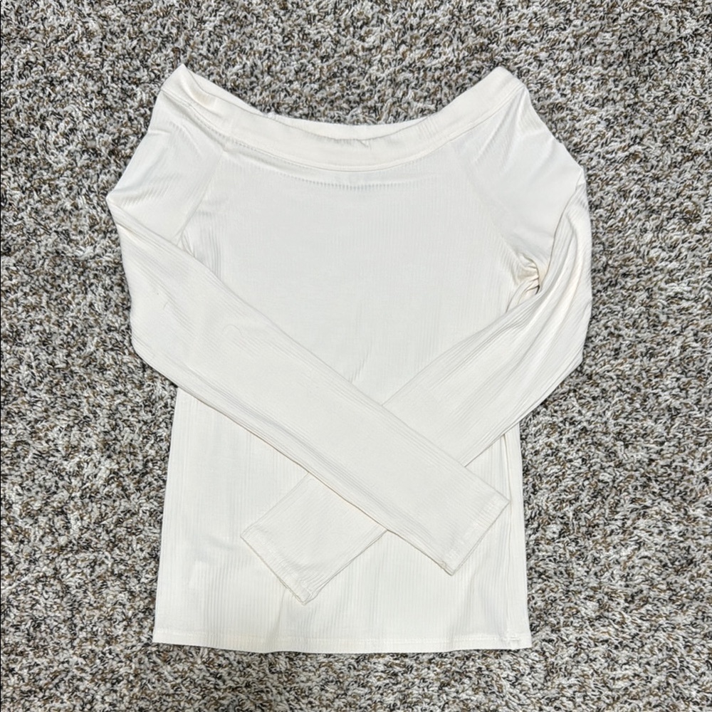 LOFT Cream Off-Shoulder Top